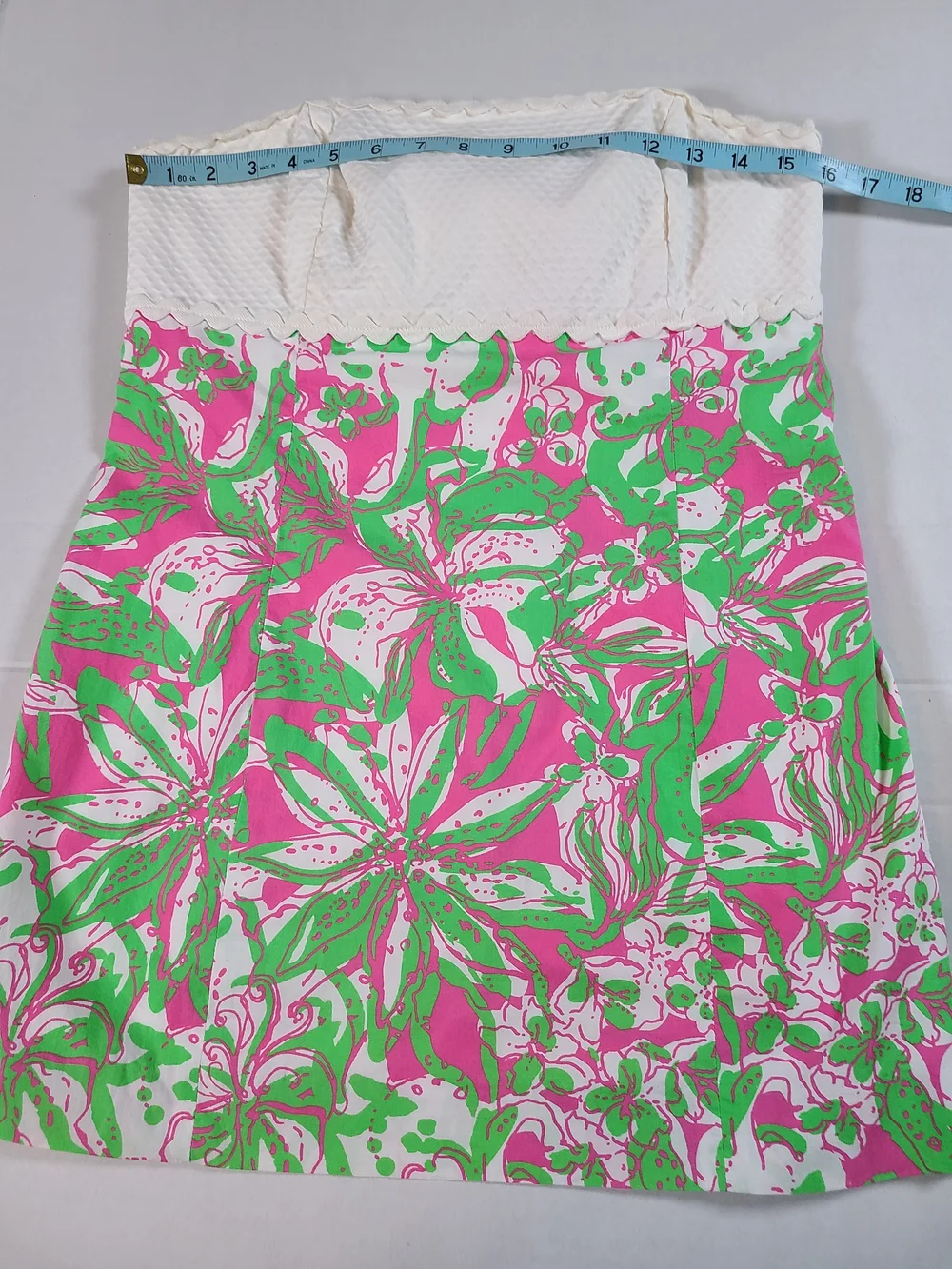 SOLD Pulitzer Vintage Strapless Dress With Zip & Back Tie White Textured SOLD - Picture 9 of 13